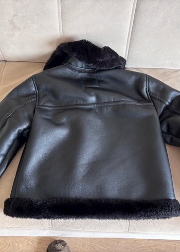 bershka muadili Kürk Detaylı Siyah Biker Deri Ceket - Görsel 6