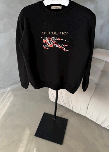 Burberry Beyaz ve Siyah Burberry Erkek Örgü Kazak