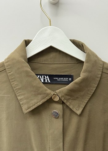 Zara Zara Haki Düğmeli Midi Ceket