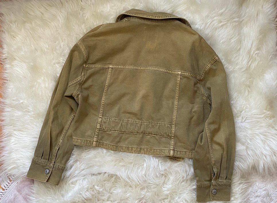 Yeşil Düğmeli Kadın Kot Ceket - Görsel 4