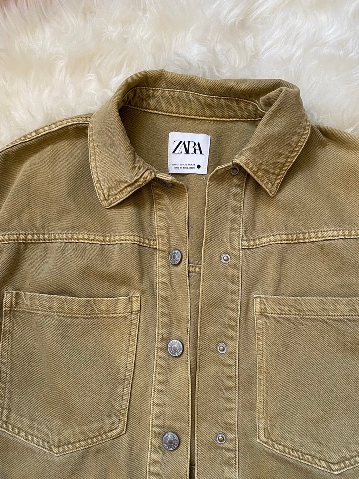 Yeşil Düğmeli Kadın Kot Ceket - Görsel 3