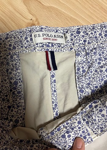 U.S Polo Assn. Düğmeli Beyaz Keten Erkek Bermuda Şort