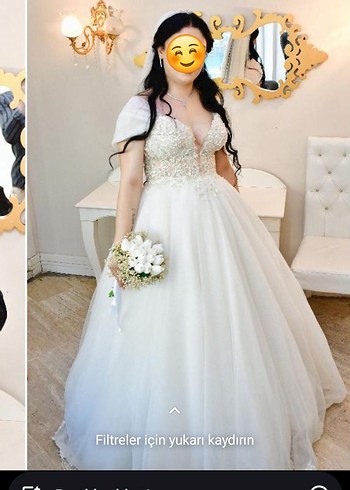 Straplez İnce Askılı A Kesim Beyaz Gelinlik - Görsel 3