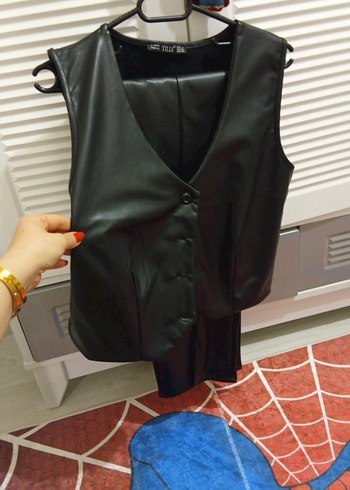 Deri Siyah Püsküllü Kadın Pantolon - Görsel 3