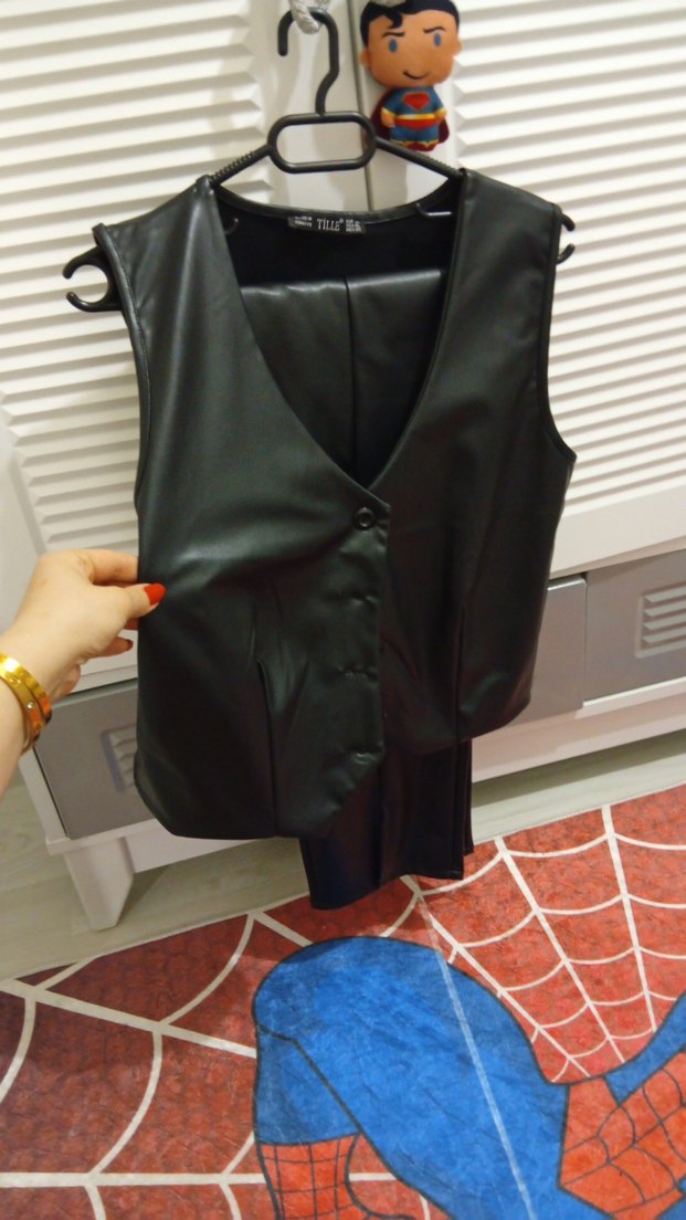 Deri Siyah Püsküllü Kadın Pantolon - Görsel 3