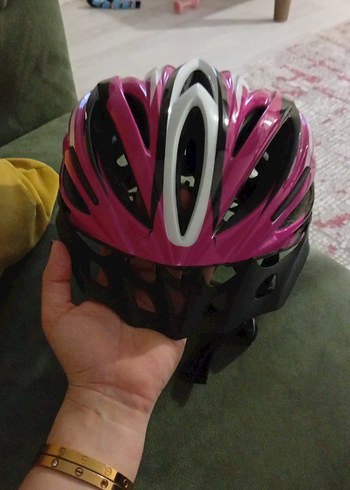 Pembe Elastik Biker Motosiklet Kaskı - Görsel 2