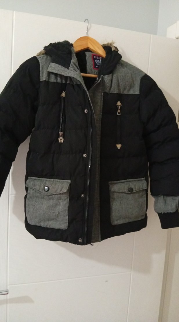 Düğmeli Gri Erkek Çocuk Streetwear Mont - Görsel 2