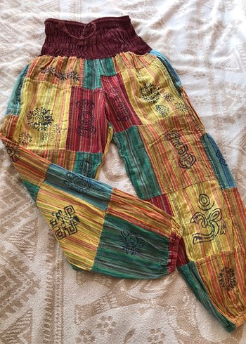 Renkli Bohem Örme Kumaş Kadın Pantolon