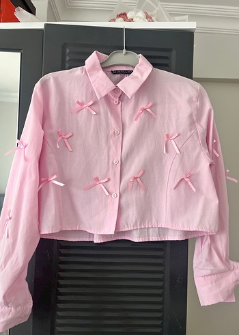 Düğmeli Pembe Keten Midi Gömlek