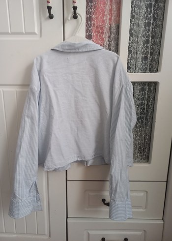 #zara Düğmeli, Uzun Kollu,  Mavi Beyaz Gömlek - Görsel 2