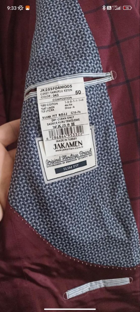Bordo Kare Desenli Erkek ceket - Görsel 2