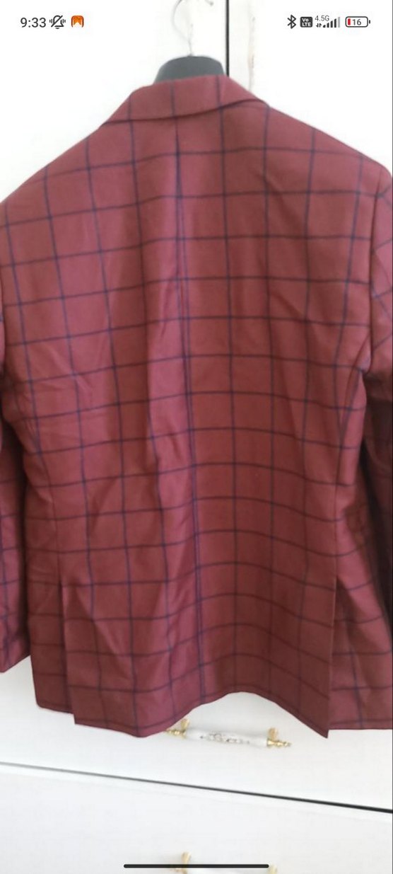 Bordo Kare Desenli Erkek ceket - Görsel 3