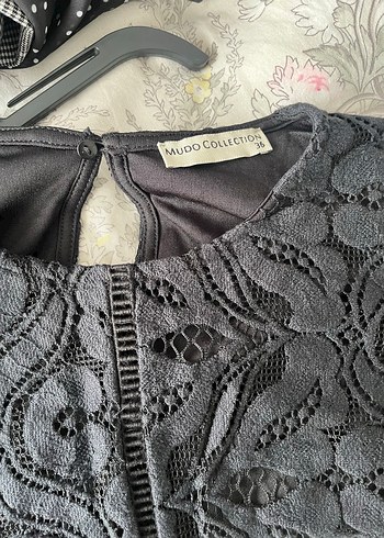 Dantel İşlemeli Siyah Midi Elbise - Görsel 4