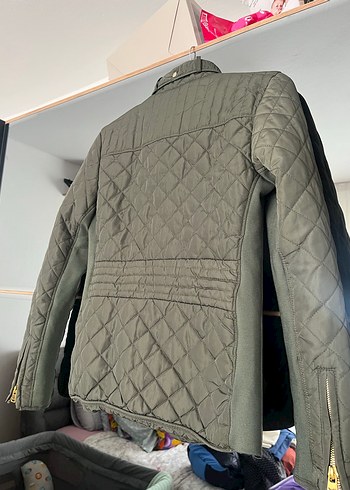 Düğmeli haki Kadın Ceket, Midi Boy, Sokak Stili - Görsel 2