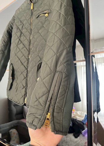 Düğmeli haki Kadın Ceket, Midi Boy, Sokak Stili - Görsel 3