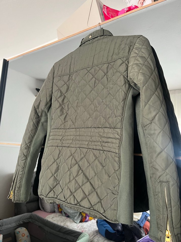 Düğmeli haki Kadın Ceket, Midi Boy, Sokak Stili - Görsel 2