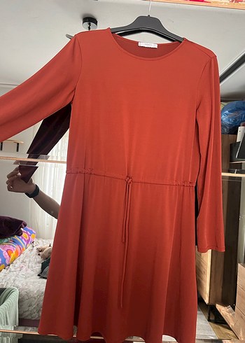 Kırmızı Uzun Kollu Midi Triko Elbise - Görsel 2