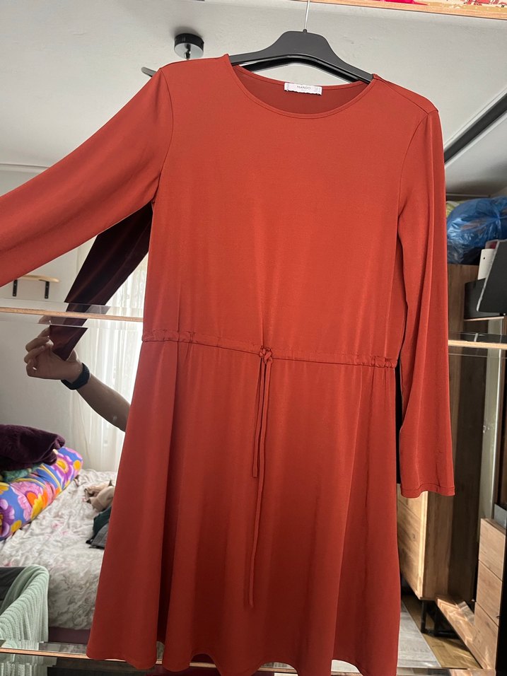 Kırmızı Uzun Kollu Midi Triko Elbise - Görsel 2