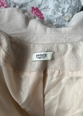 Bej Düğmeli Midi Keten Kadın Kaban - Görsel 2