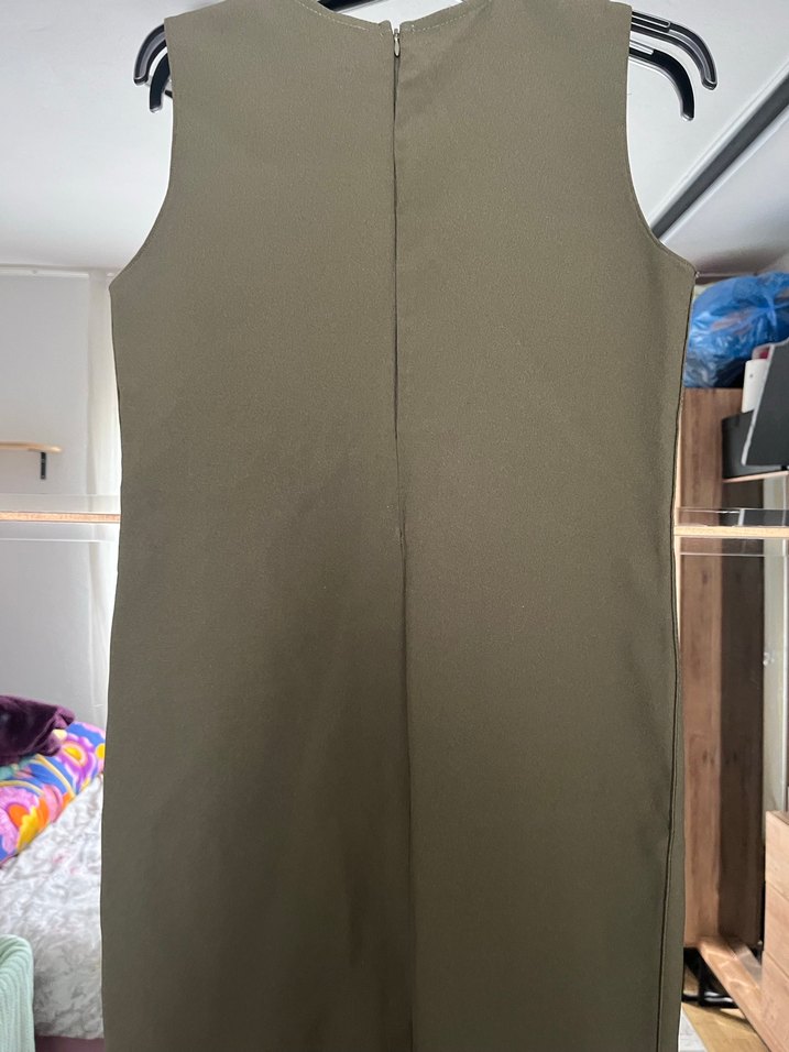 Kolsuz Midi Haki Elbise - Görsel 2