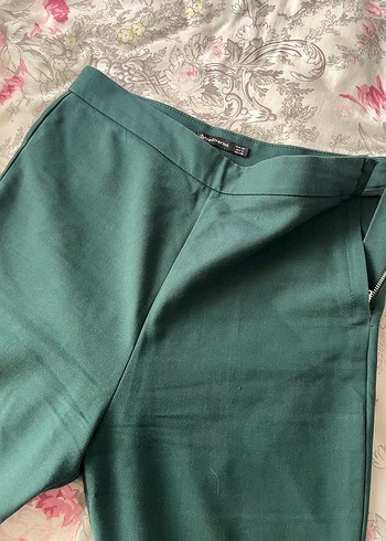 Kadın Yeşil Dar Kesim Kumaş Pantolon - Görsel 3