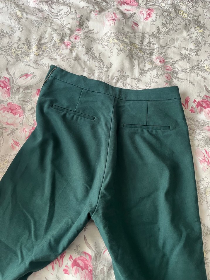 Kadın Yeşil Dar Kesim Kumaş Pantolon - Görsel 4