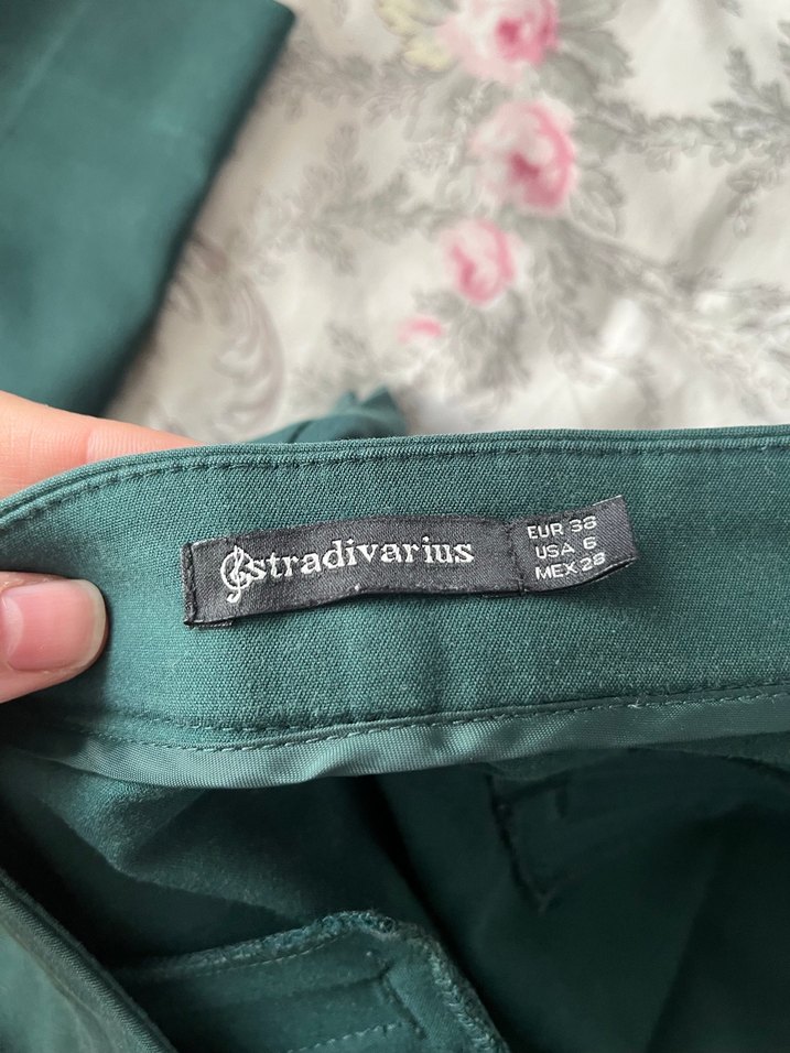 Kadın Yeşil Dar Kesim Kumaş Pantolon - Görsel 5