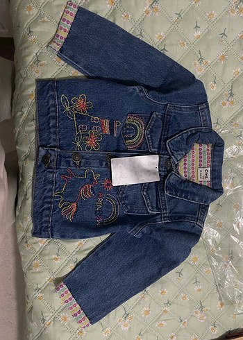 Nakışlı Renkli Kız Bebek Kot Ceket - Görsel 3