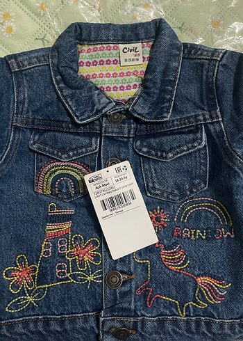 Nakışlı Renkli Kız Bebek Kot Ceket - Görsel 2