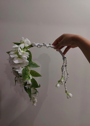 İnci Detaylı Beyaz Bohem Çiçekli Gelin Buketi - Görsel 2