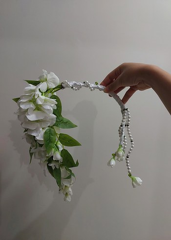 İnci Detaylı Beyaz Bohem Çiçekli Gelin Buketi - Görsel 3