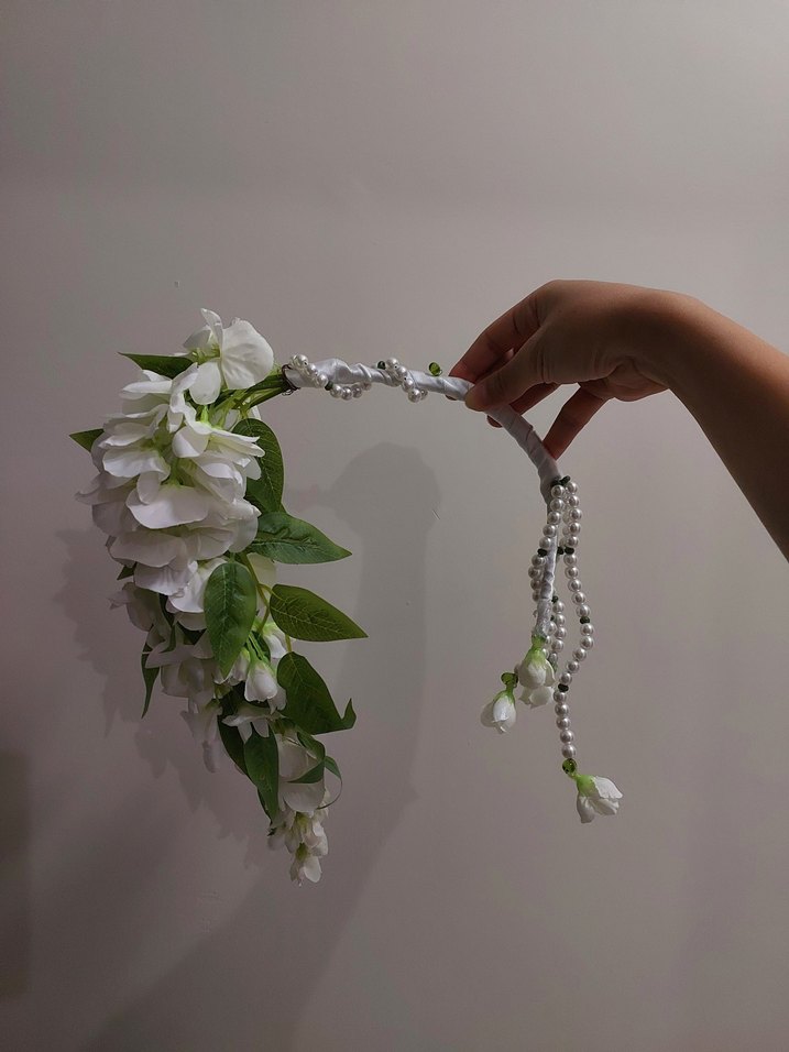 İnci Detaylı Beyaz Bohem Çiçekli Gelin Buketi - Görsel 2