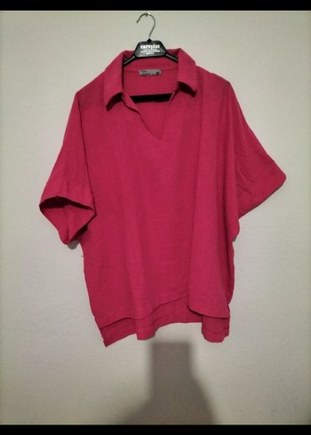 Bordo Keten Kısa Kollu Salaş Gömlek - Görsel 5