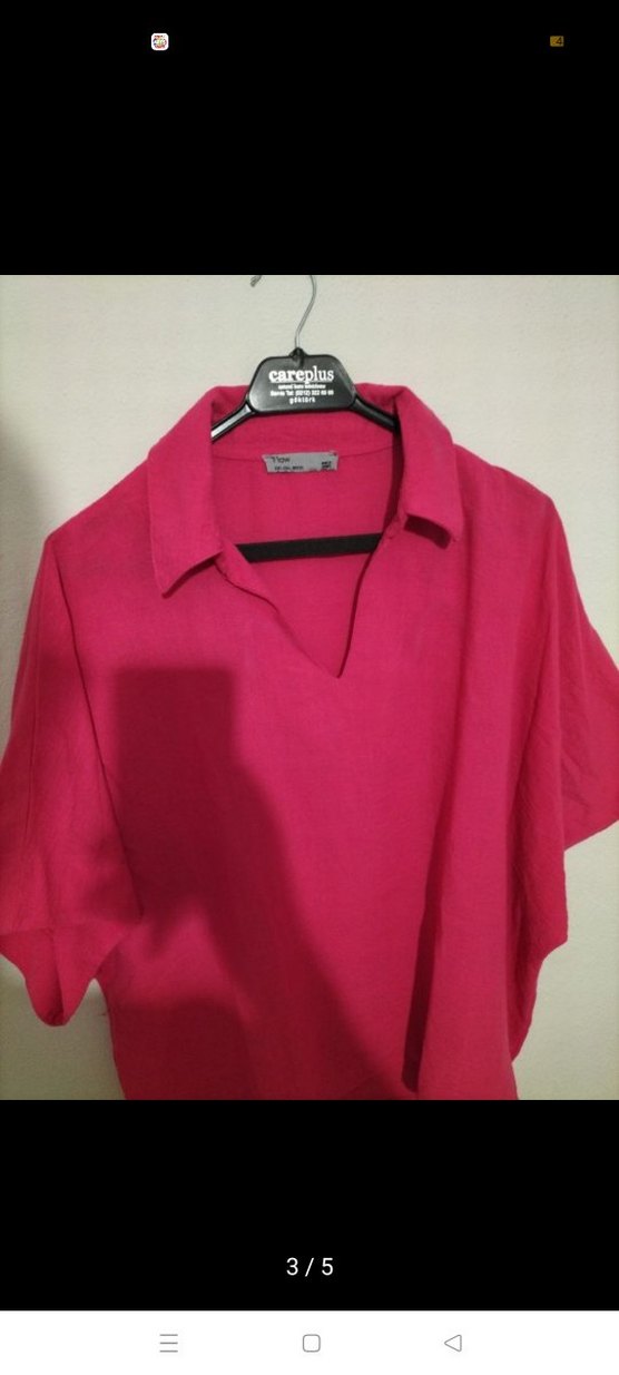 Bordo Keten Kısa Kollu Salaş Gömlek - Görsel 4