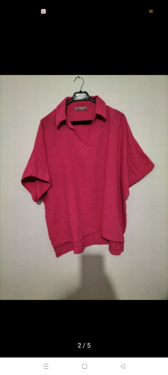 Bordo Keten Kısa Kollu Salaş Gömlek - Görsel 5