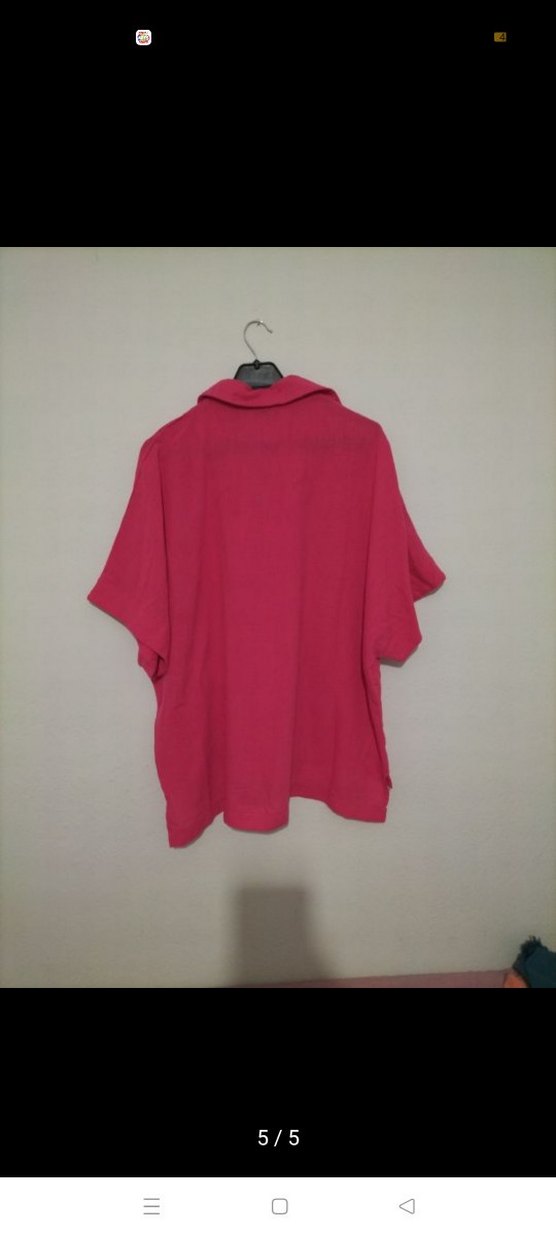 Bordo Keten Kısa Kollu Salaş Gömlek - Görsel 2