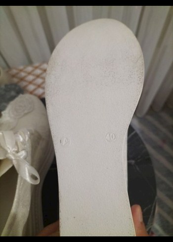 Dantel Detaylı Beyaz Dolgu Topuklu Kadın  Ayakkabı - Görsel 6