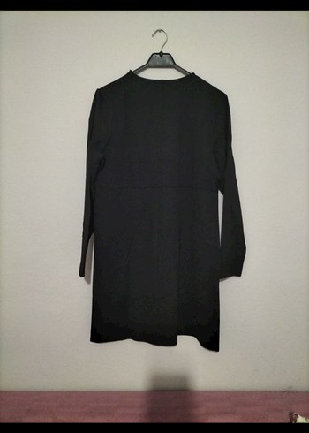 Siyah Kadın Basic Keten Midi Tunik