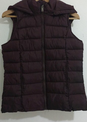 Bordo Kapüşonlu Fermuarlı çocuk Yelek - Görsel 2