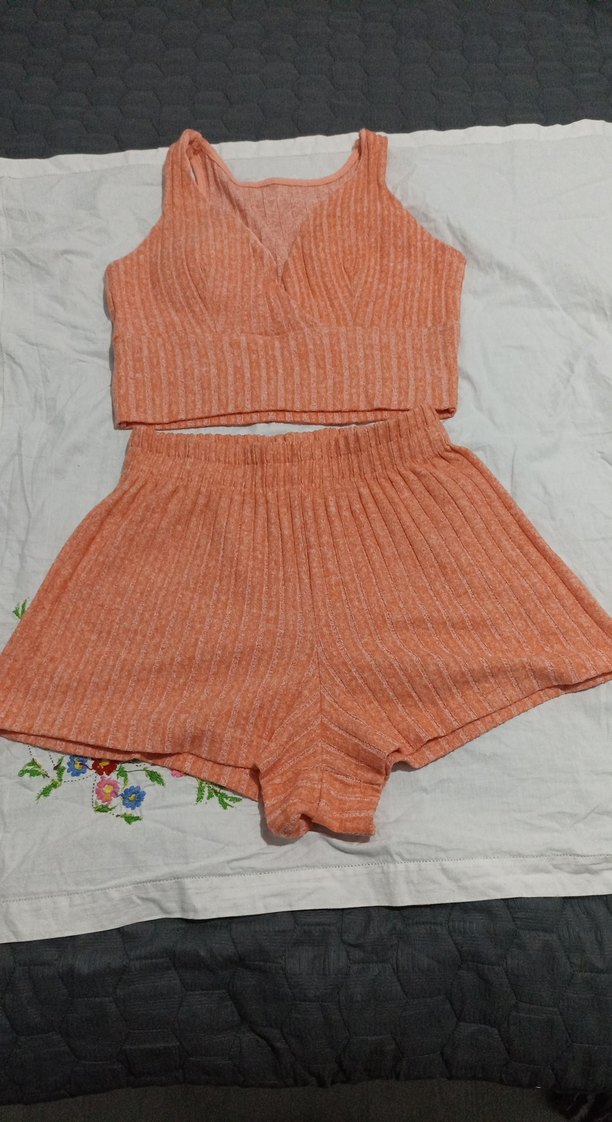 Pembe Örgü Mini Kadın Tulum - Görsel 2