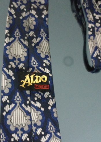 Koyu Mavi Vintage Desenli Klasik Erkek Kravat - Görsel 4