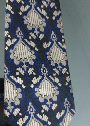 Koyu Mavi Vintage Desenli Klasik Erkek Kravat - Görsel 2