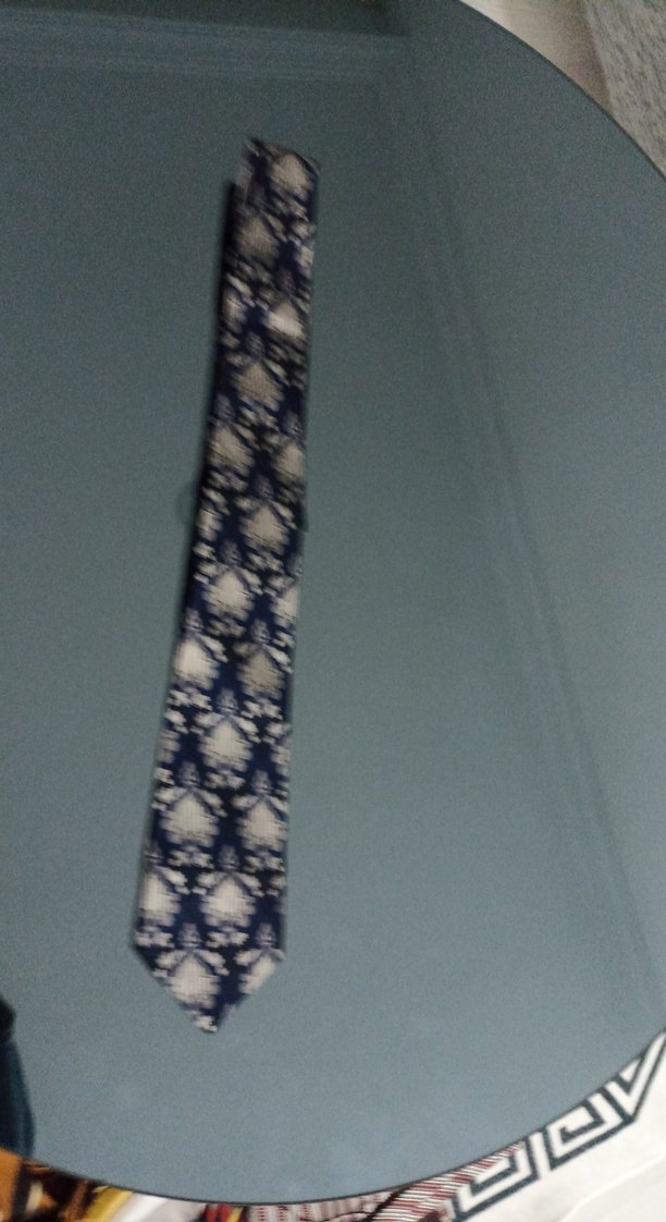 Koyu Mavi Vintage Desenli Klasik Erkek Kravat - Görsel 3