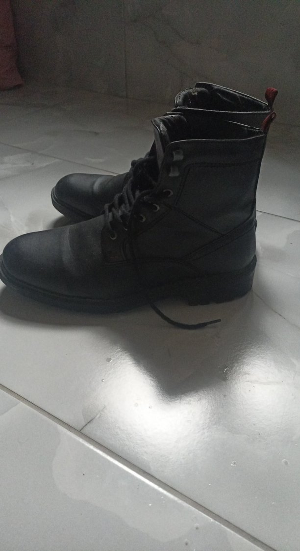 Siyah Deri Bağcıklı Gotik Erkek Botları - Görsel 2