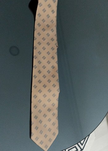 Bej ve Gri Desenli Erkek Kravat - Görsel 4