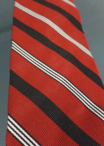 Koyu Kırmızı Çizgili Erkek Kravat - Görsel 2