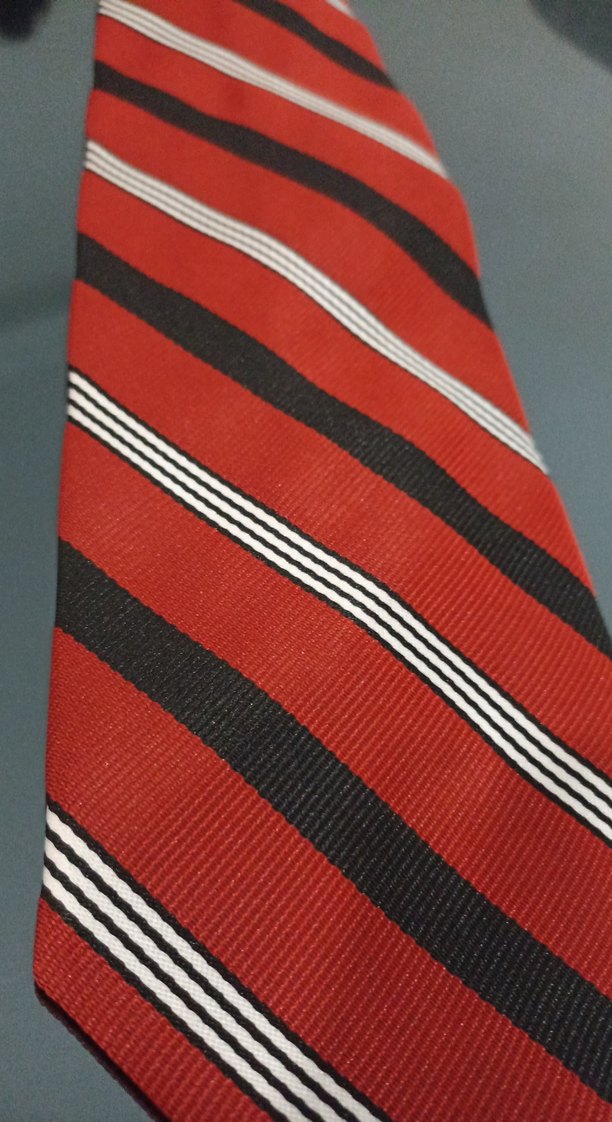 Koyu Kırmızı Çizgili Erkek Kravat - Görsel 2