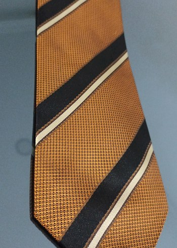 Parlak Kahverengi Çizgili Erkek Kravat - Görsel 2