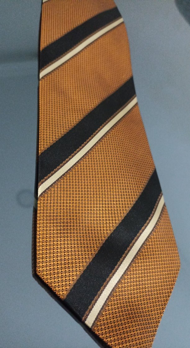 Parlak Kahverengi Çizgili Erkek Kravat - Görsel 2