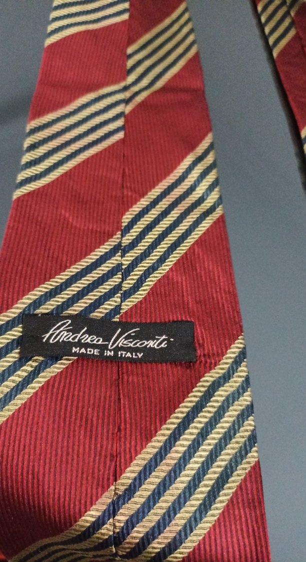 Koyu Kırmızı Çizgili Erkek Kravat - Görsel 3